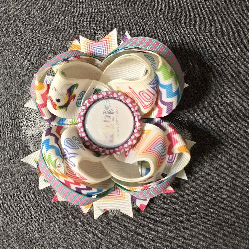 Colorful Hair Bow with Unicorn Design